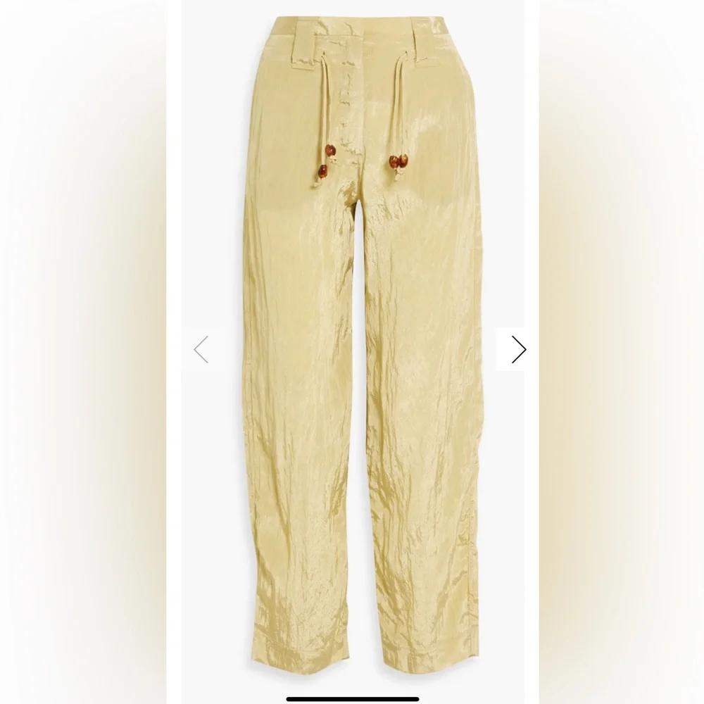 GANNI $595
Crinkled satin tapered pants dusty yellow size 36 size 0 - Picture 1 of 12